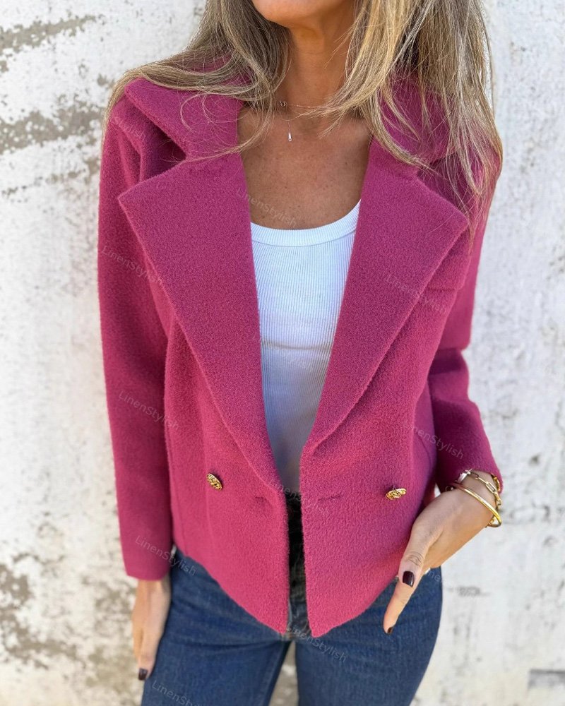 Casual Woolen Lasel Button Suit