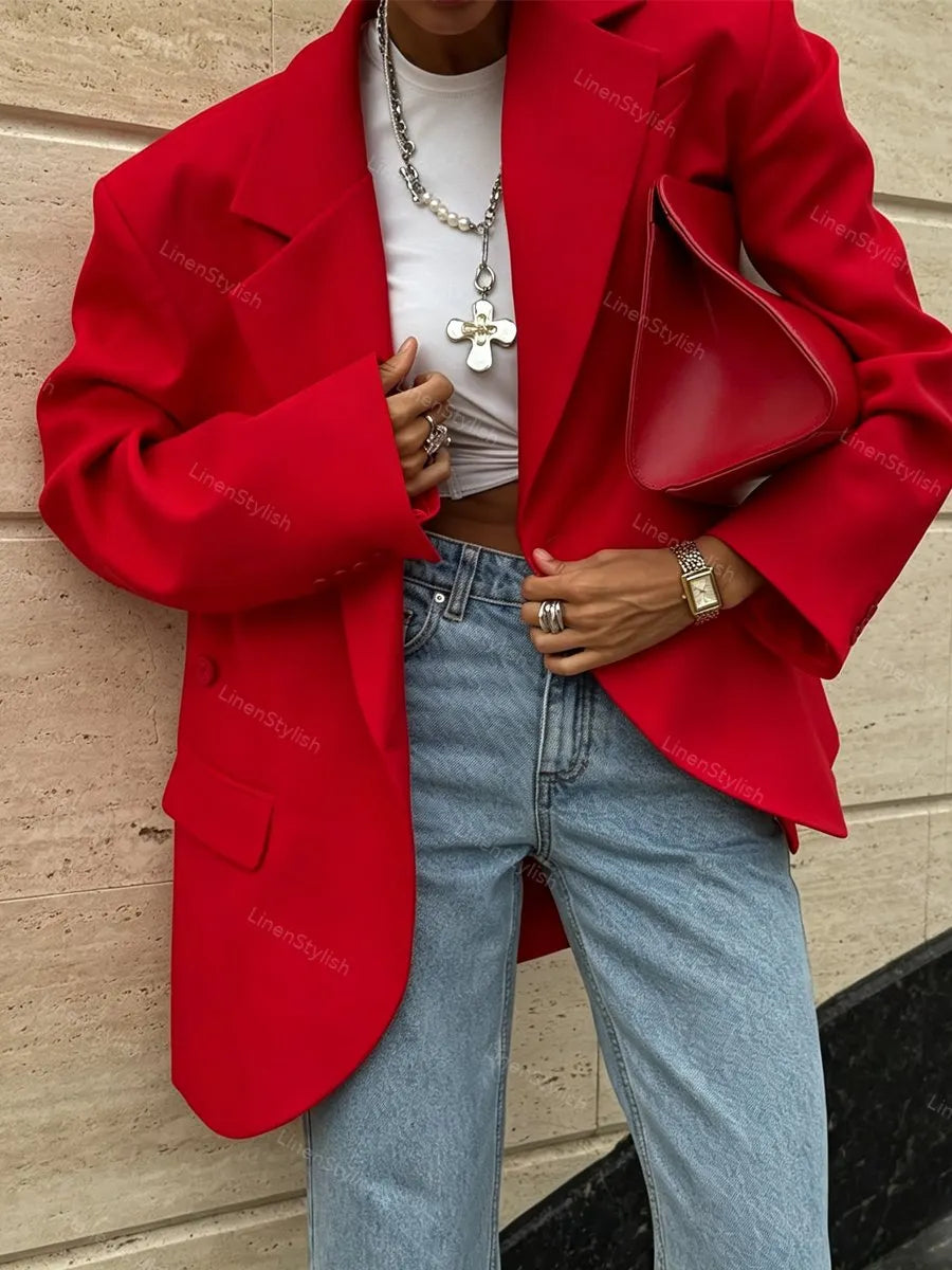 Stylish solid color lapel Blazer