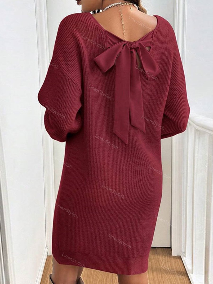 V-Neck Bow Dress