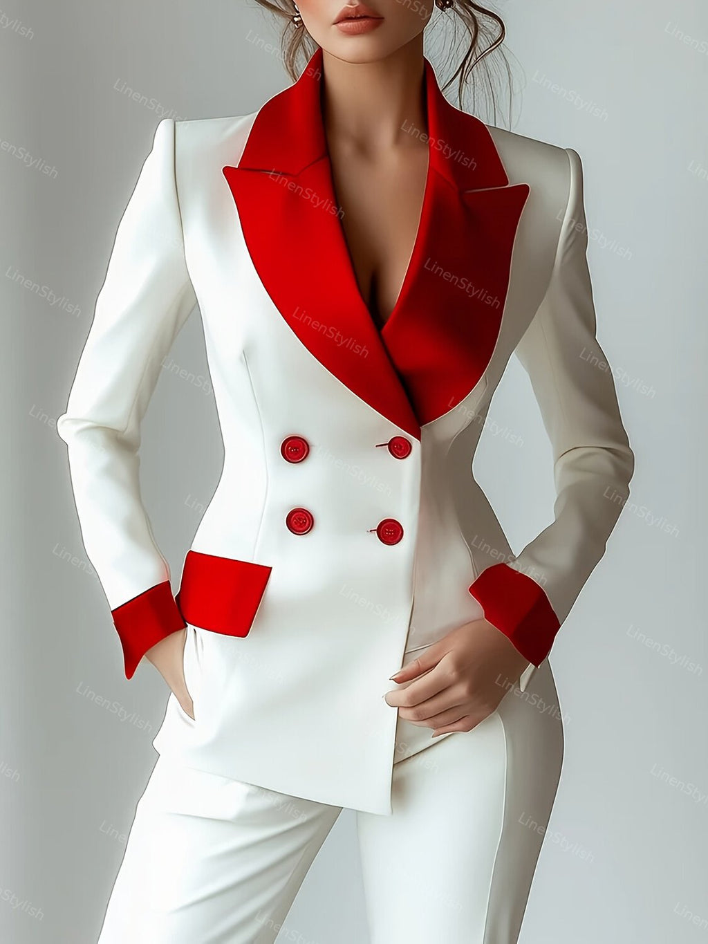 Contrast Color Stitching Pocket Small Suit