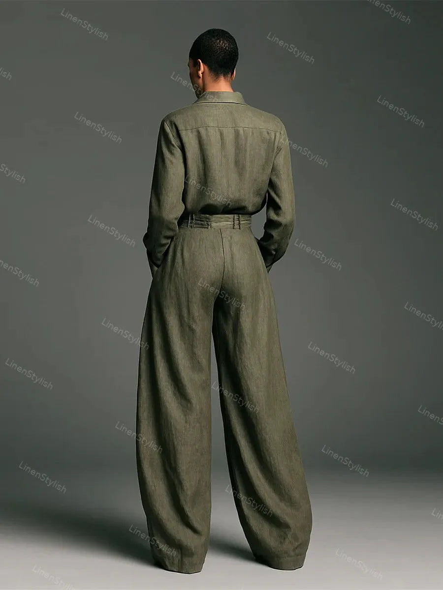 Vintage Loose Shirt Pants Two-piece Set
