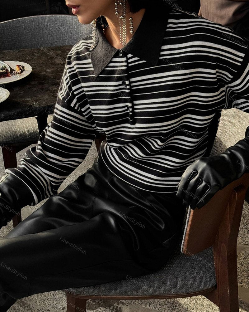 Vintage Contrast Stripe Sweater