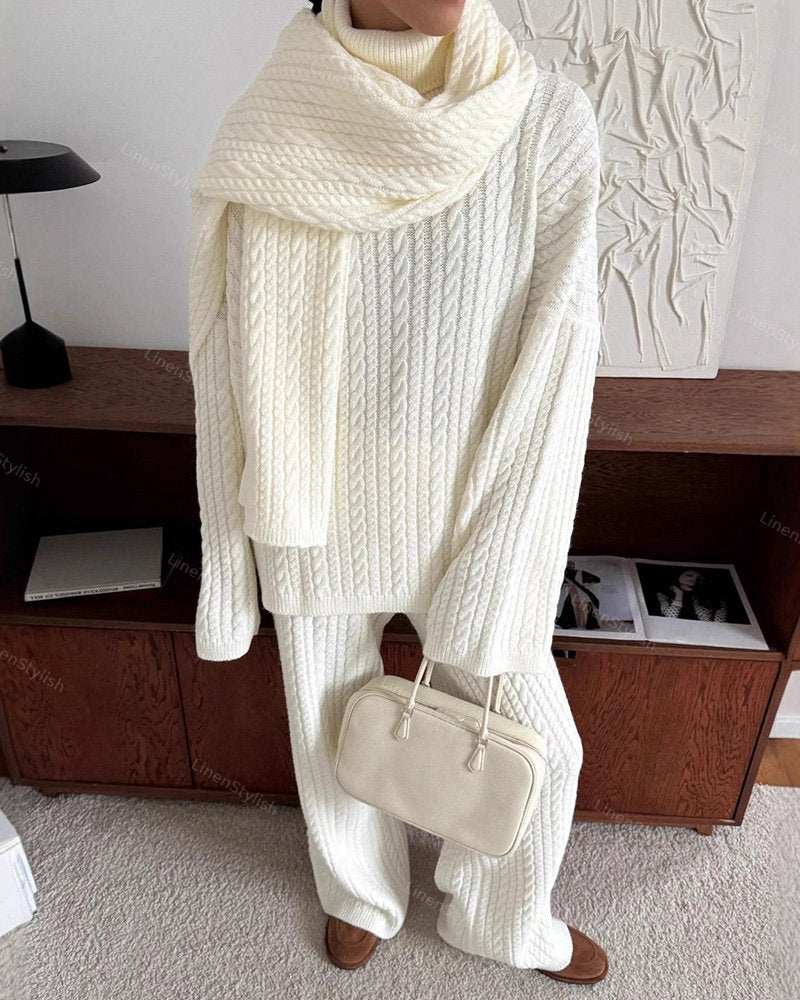 Twist Pullover Sweater Pants Two-Piece Set