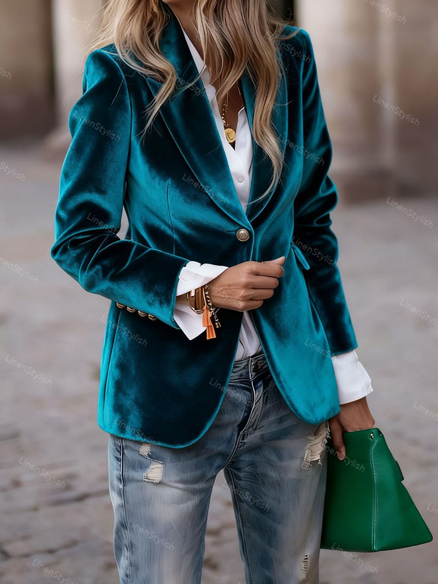 Gold Velvet Slim Fake Pocket Suit