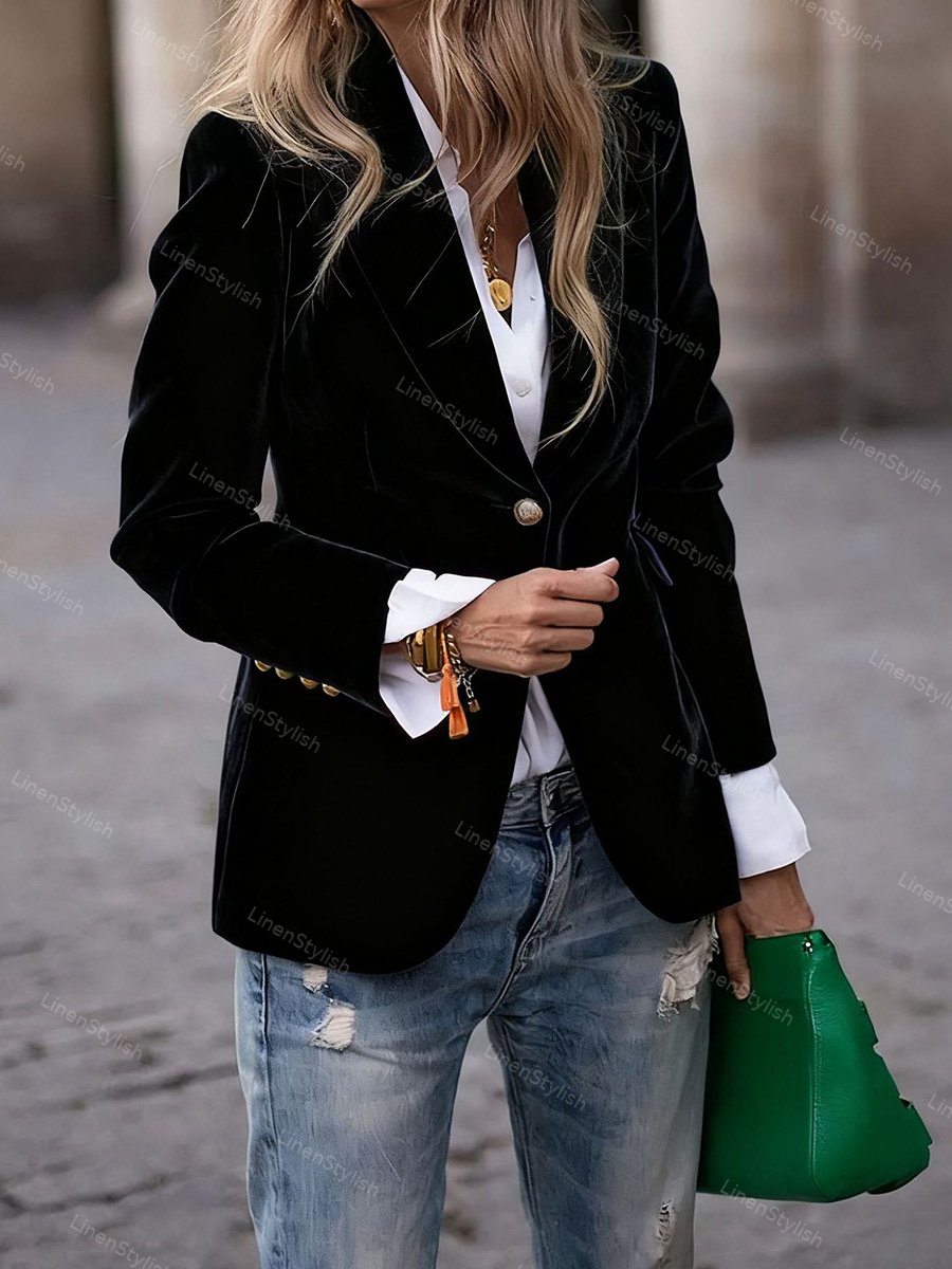 Gold Velvet Slim Fake Pocket Suit