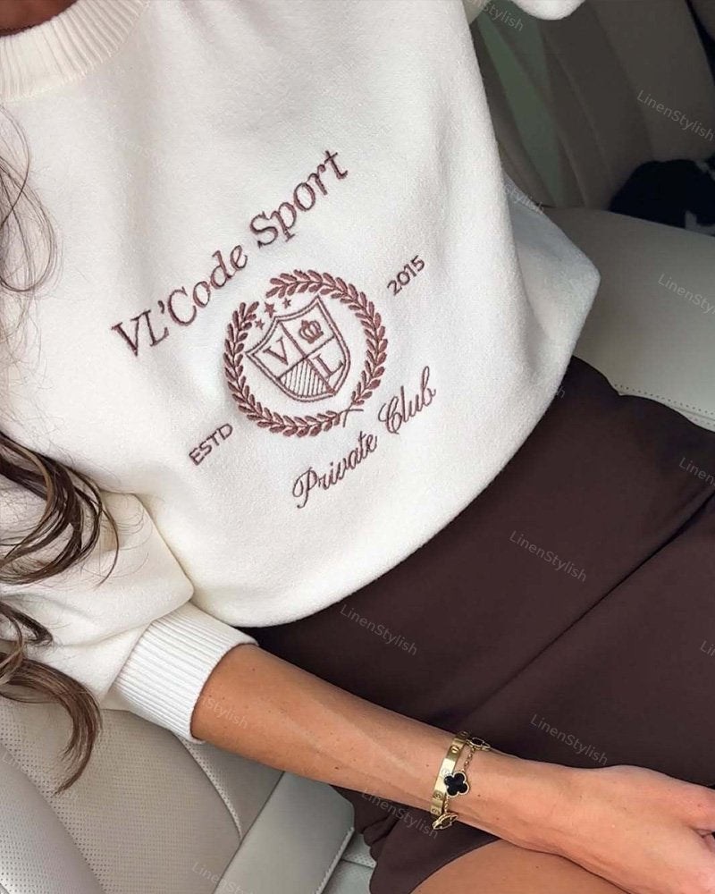 Embroidered Alphabet Crewneck Sweater