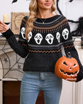 Halloween Skull Jacquard Sweater