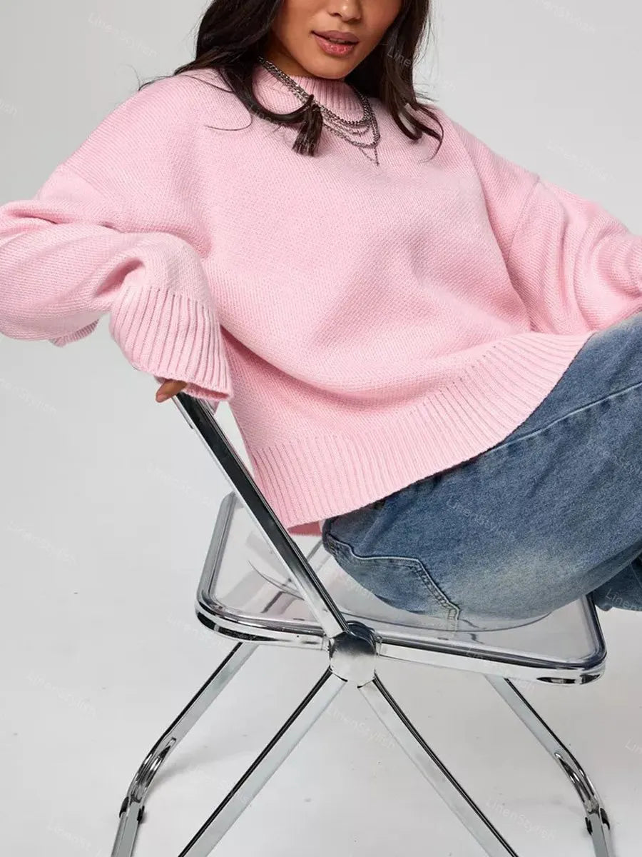 Round Neck Solid Short Sweater