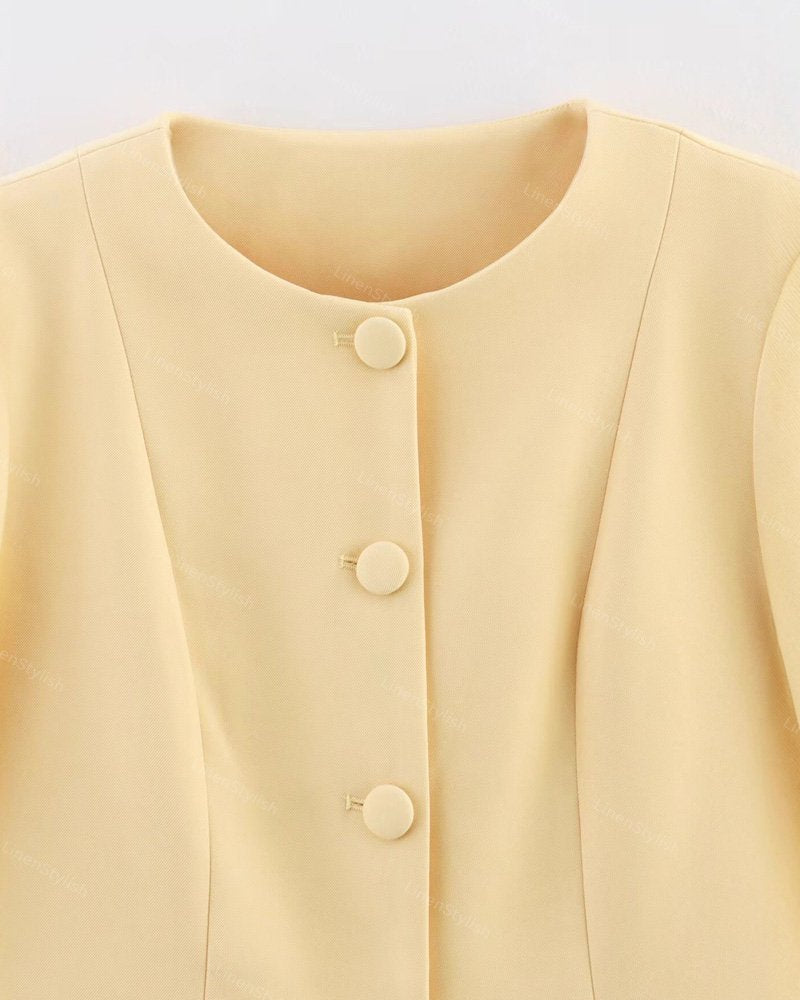 Slim-Fit Buckle Crewneck Jacket