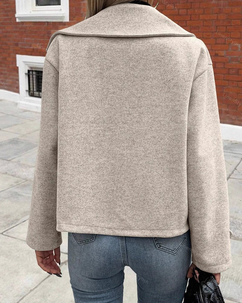 Wide Neck Short Woolen Coat