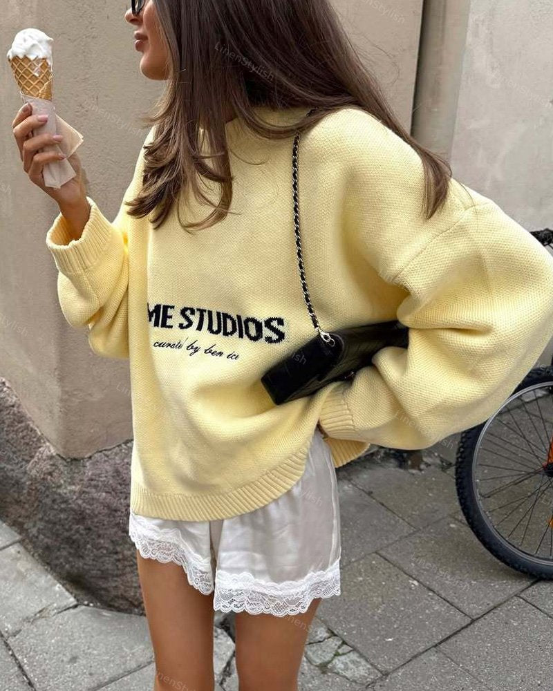 Alphabet Loose Pullover Sweater