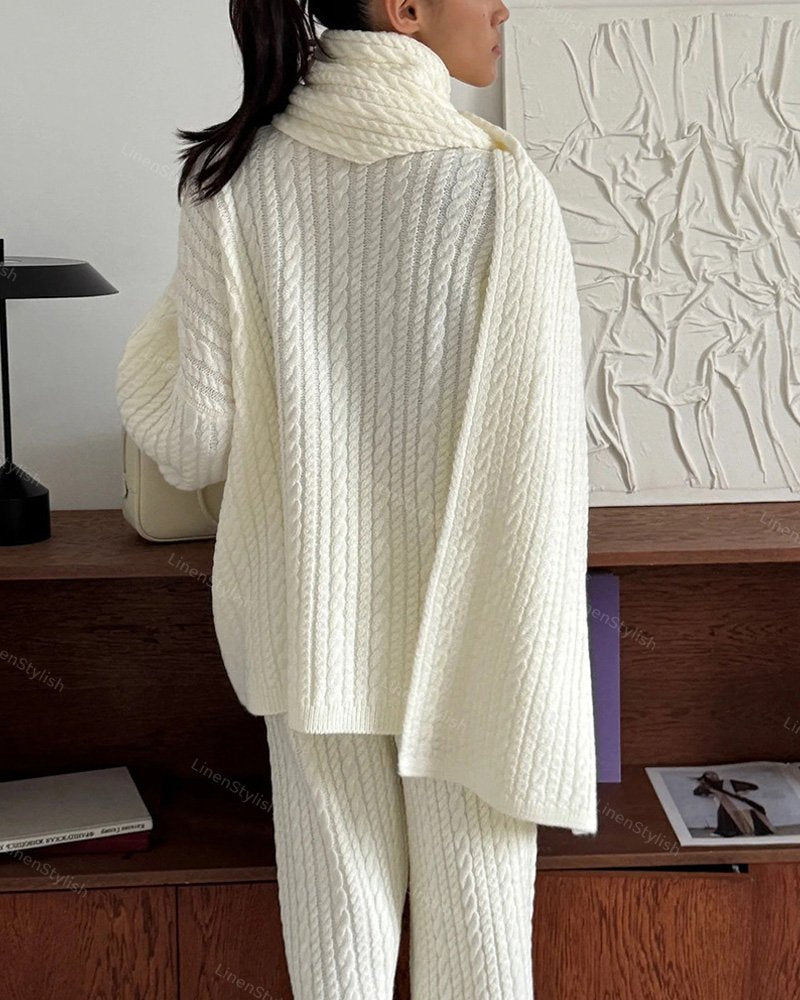 Twist Pullover Sweater Pants Two-Piece Set