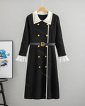Collar Patchwork Horn Sleeve Knitted Dress