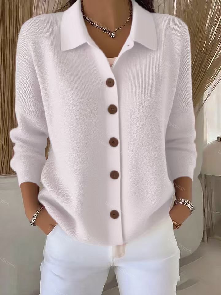 Knit Cardigan With Lasel Button