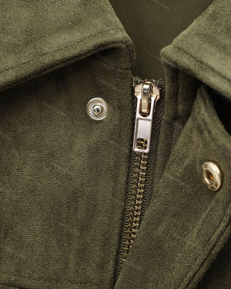 Suede Bomber Jacket Coat
