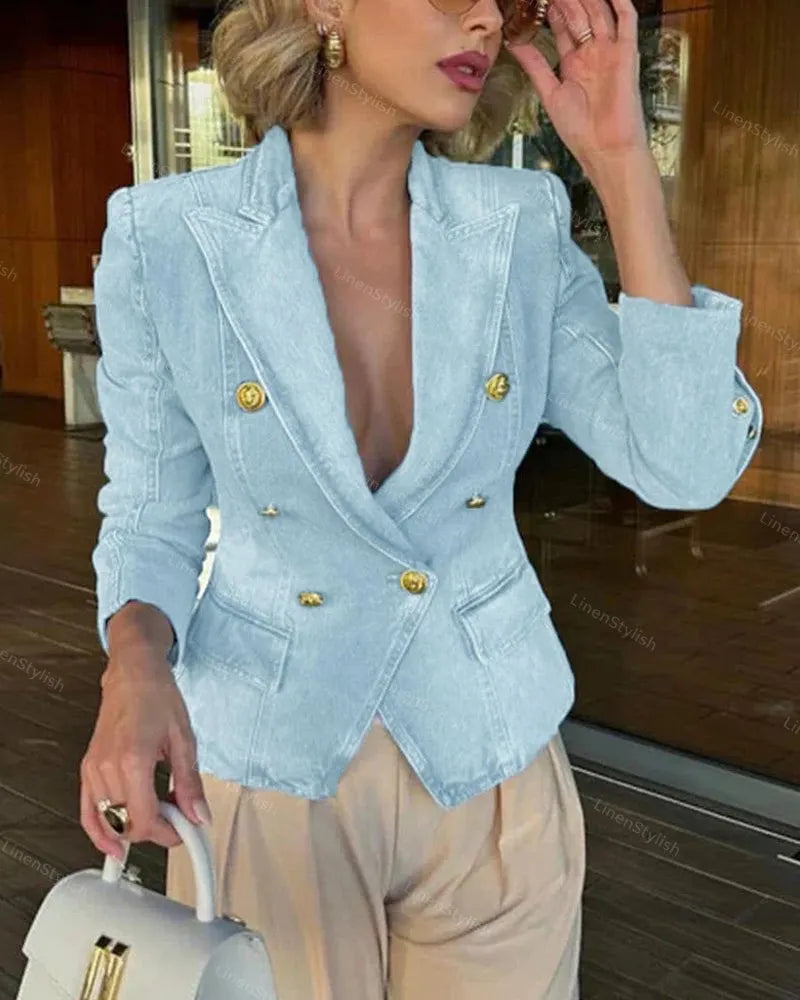 Denim Suit-collar Jacket