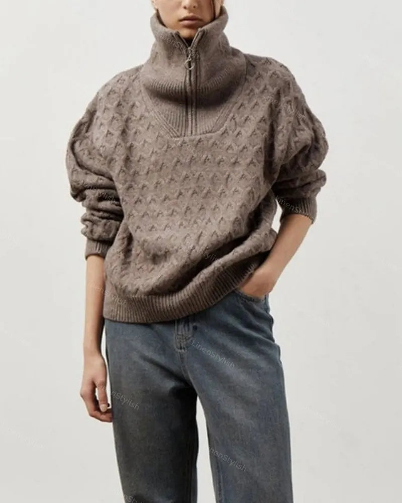 Turtleneck Half-Zip Sweater