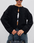 Cardigan Lace-Up Knit Sweater