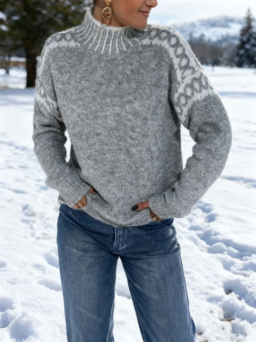 High Collar Warm Pattern Fashion Sweater