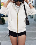 Zip-Up Short Wool Hooded Jacket