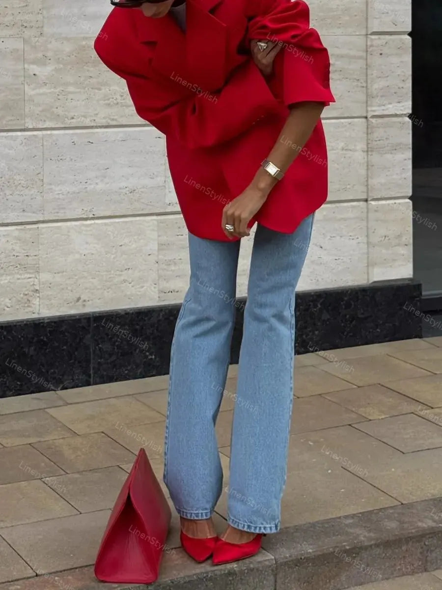 Stylish solid color lapel Blazer