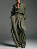 Vintage Loose Shirt Pants Two-piece Set