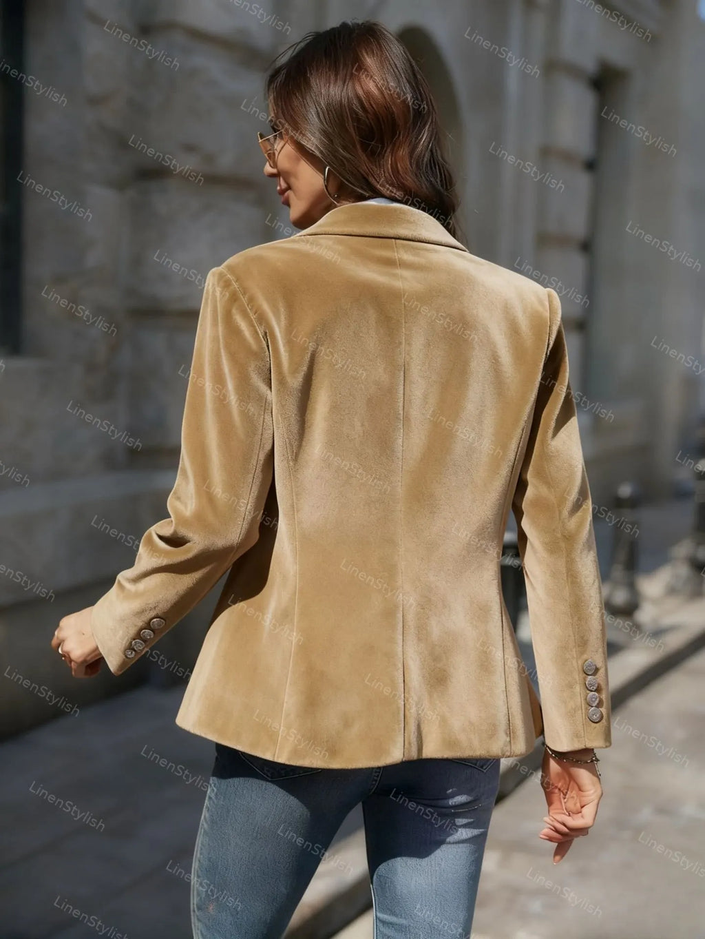 Gold Velvet Slim Fake Pocket Suit