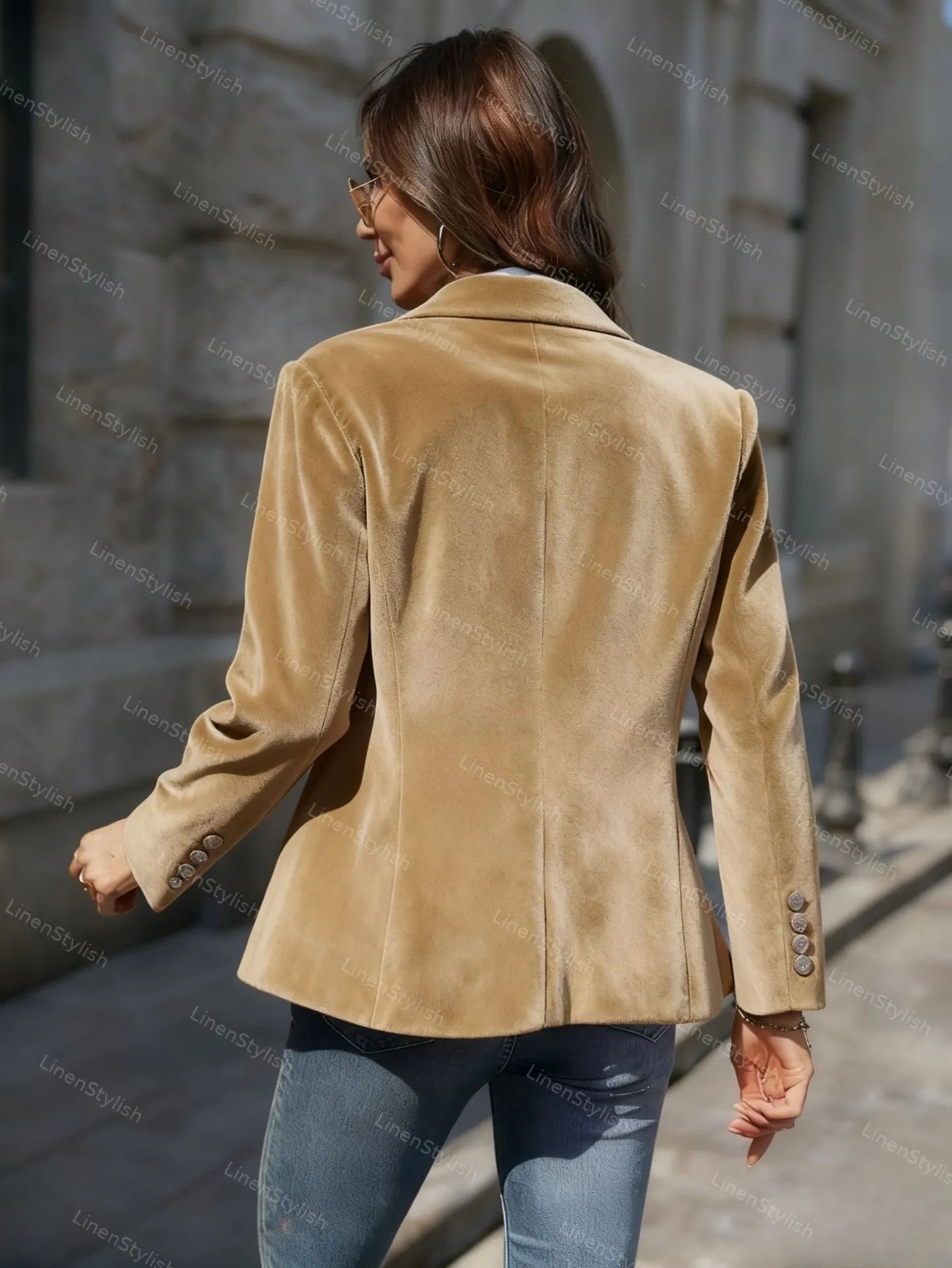 Gold Velvet Slim Fake Pocket Suit