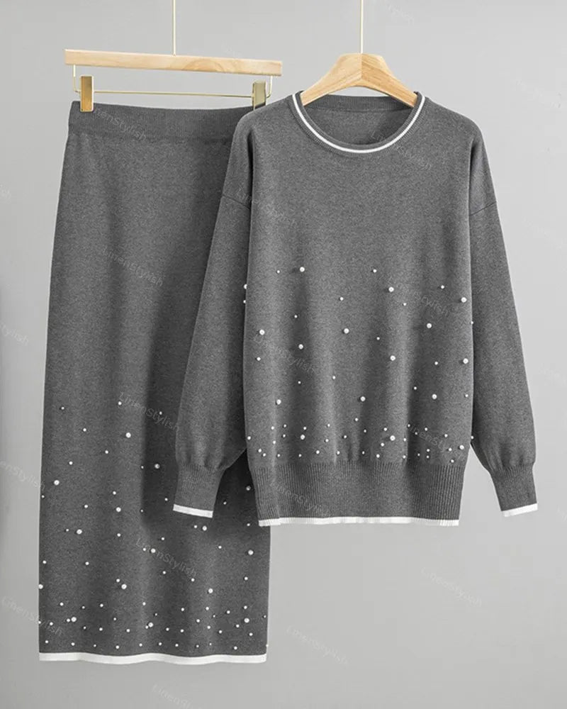 Beaded Ginestar Knitted Two-Piece Set