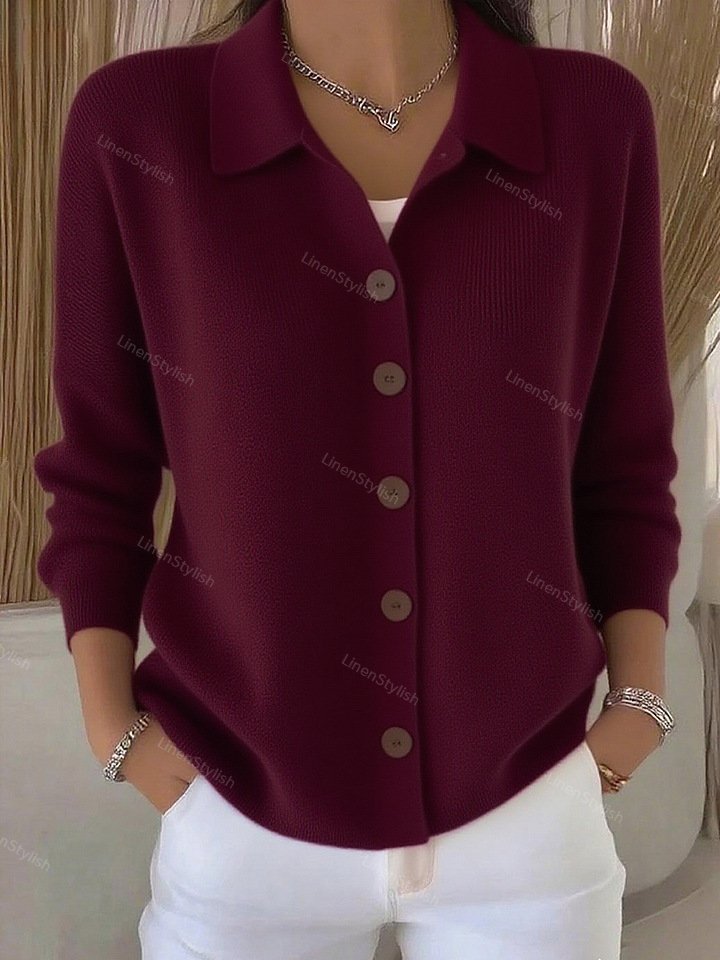 Knit Cardigan With Lasel Button
