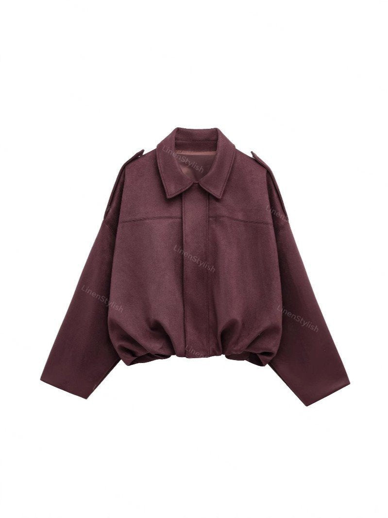 Suede Bomber Jacket Coat