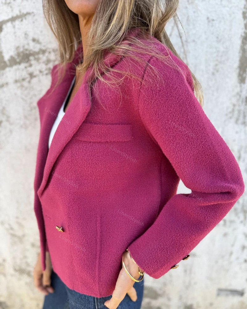 Casual Woolen Lasel Button Suit