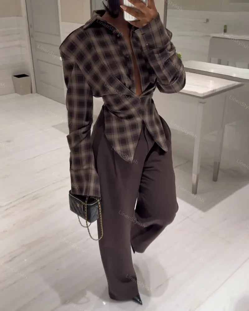Fashion Check Waist Shirt