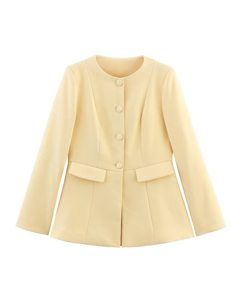 Slim-Fit Buckle Crewneck Jacket