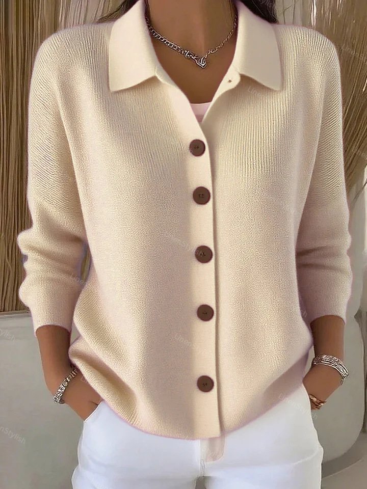 Knit Cardigan With Lasel Button