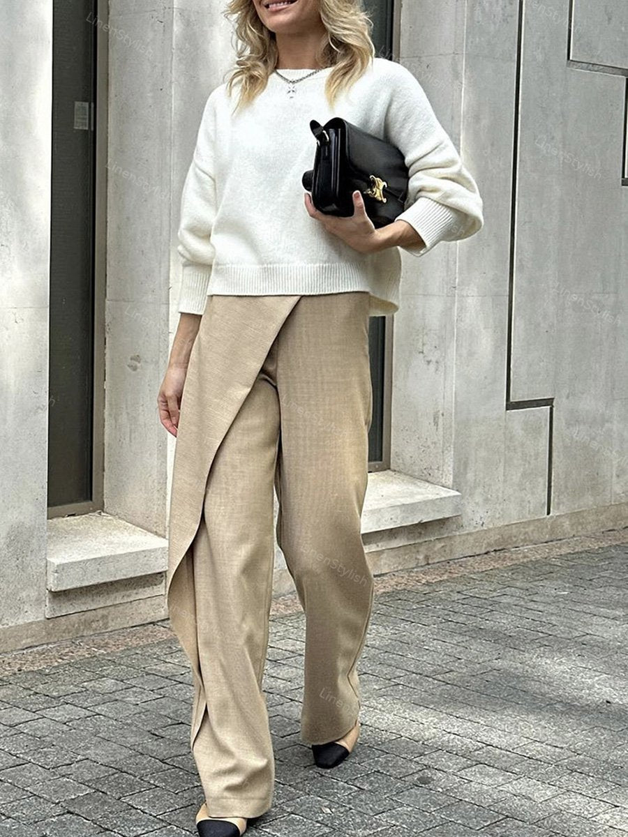 Round Neck Solid Short Sweater