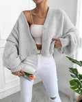 V-Neck Lantern Sleeve Sweater