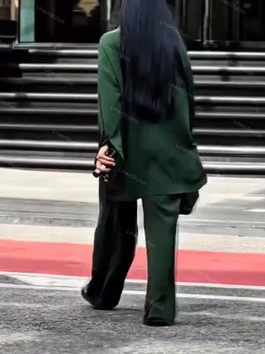 Casual Solid Color Shirt & Pants Two-piece Set