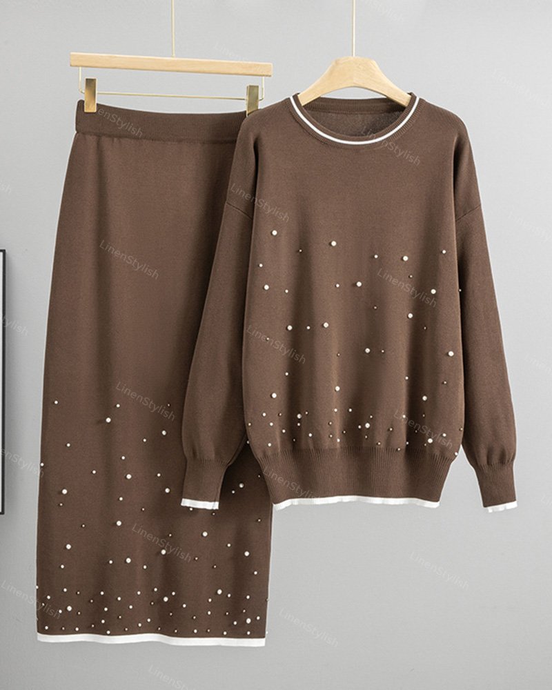 Beaded Ginestar Knitted Two-Piece Set