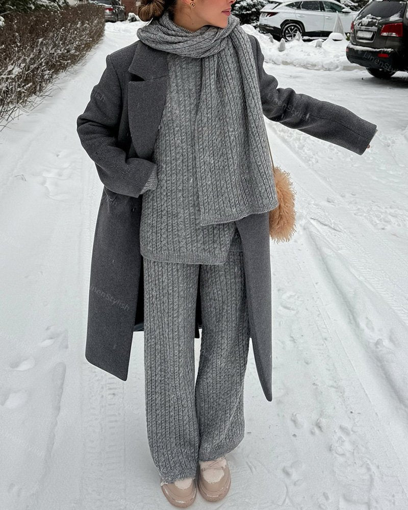 Twist Pullover Sweater Pants Two-Piece Set