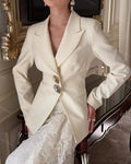 Fashion Blazer & Lace Overskirt Two-piece Set
