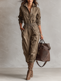 Button Waist Shirt Jumpsuit