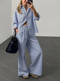 Fashion Striped Shirt & Pants Two-piece Set