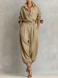 Fashion Cotton Linen Shirt & Pants Two-piece Set