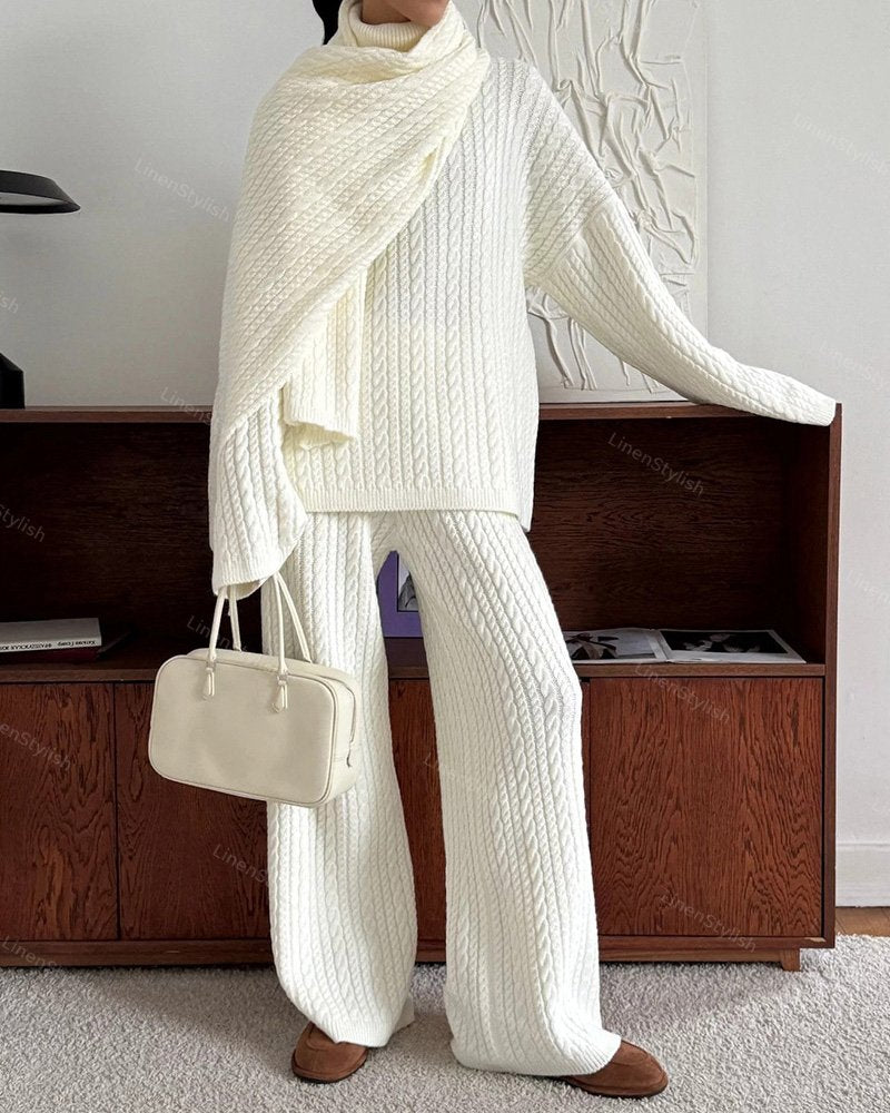 Twist Pullover Sweater Pants Two-Piece Set