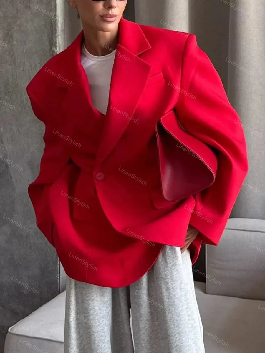 Stylish solid color lapel Blazer