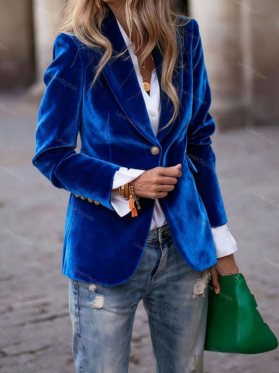 Gold Velvet Slim Fake Pocket Suit