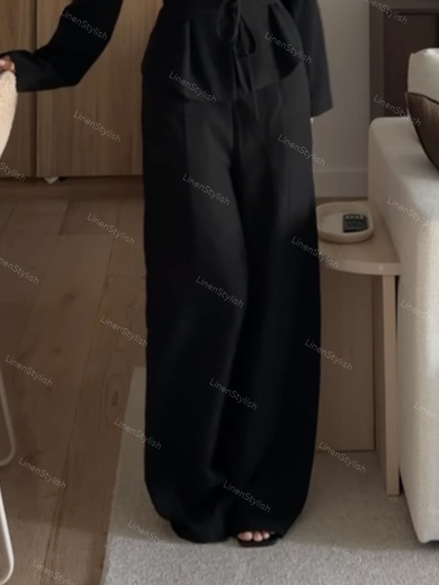 Fashionable Belted Blazer & Pants Two-piece Set