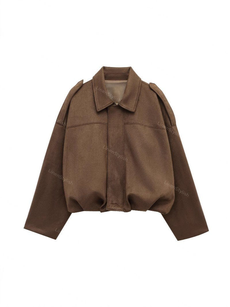 Suede Bomber Jacket Coat