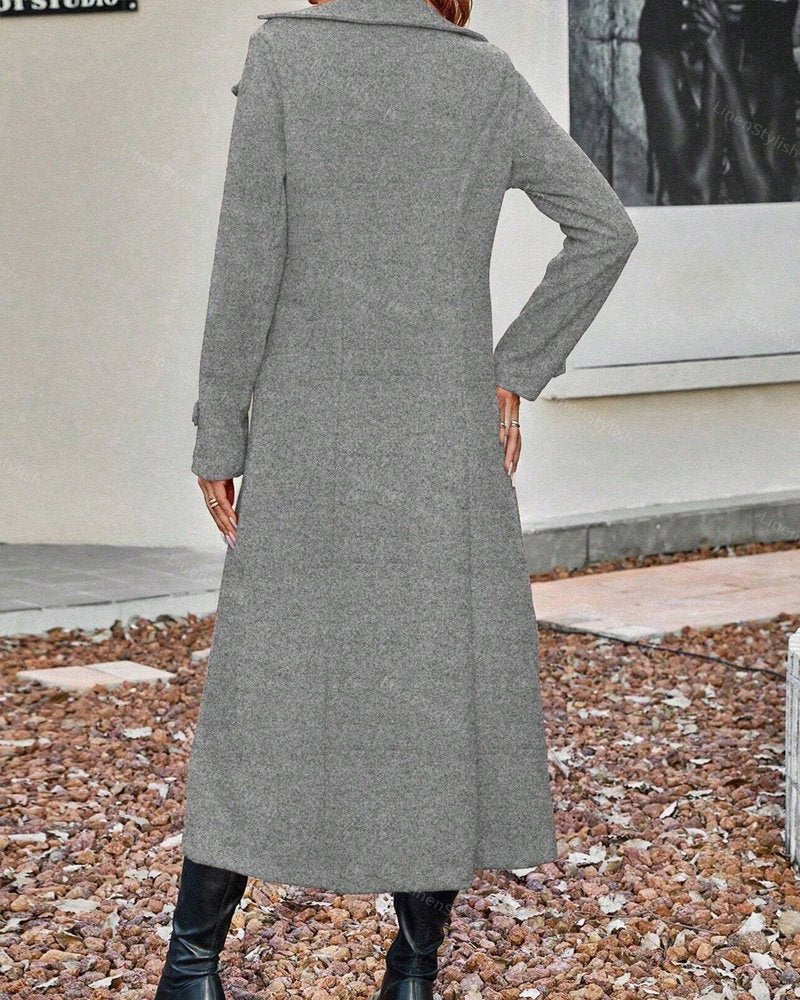Double-breasted Long Woolen Coat